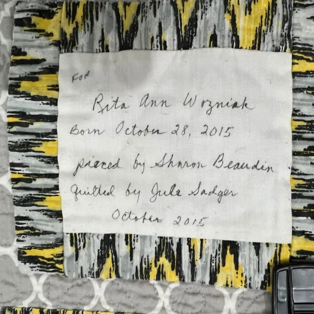 Handmade Modern Yellow Black Quilt Throw‎ 52x54 Lap Size